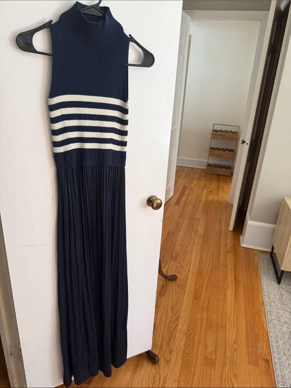 Anthropologie Navy and White Striped Maxi Dress